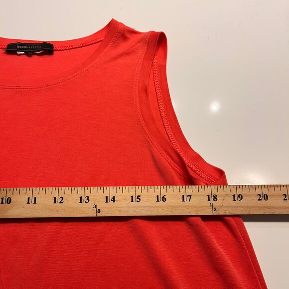 BCBGMAXAZRIA Bright Coral Sleeveless Round Neckline Top Medium - Picture 6 of 7